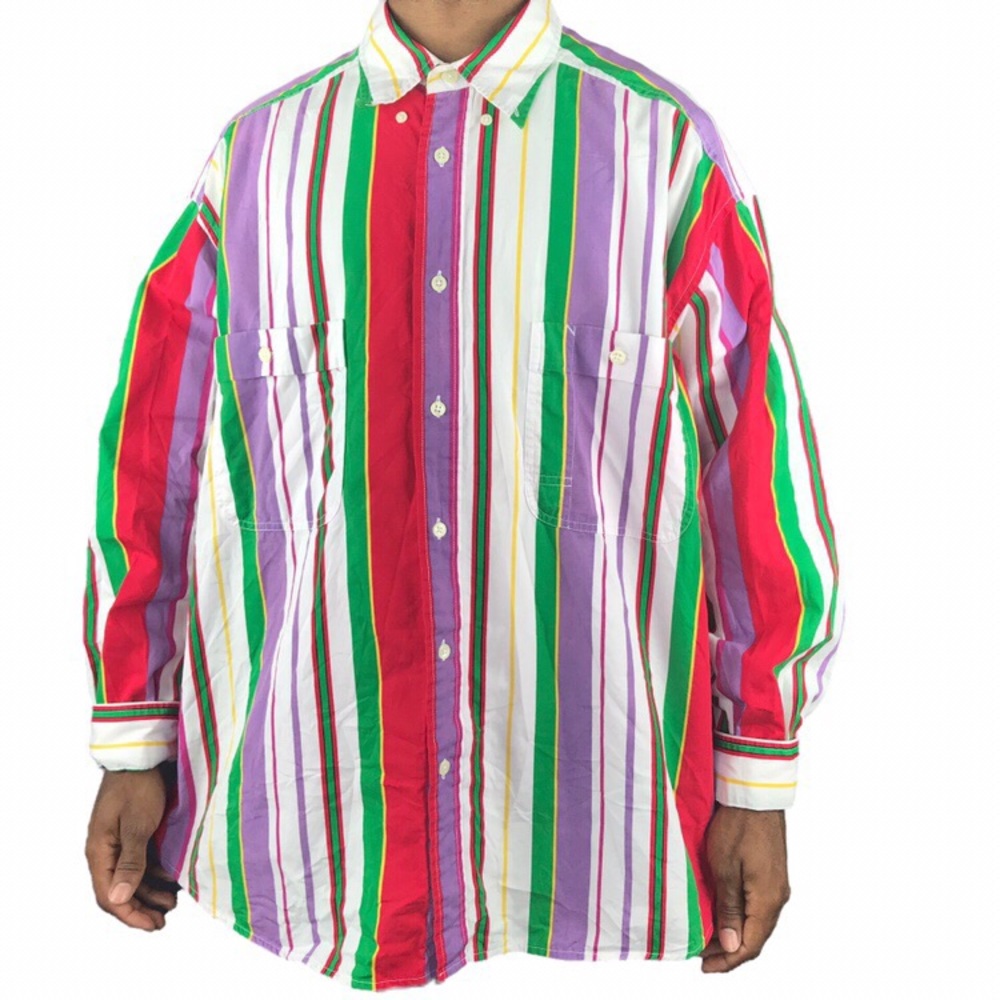 Vintage 90’s Rainbow Striped Long Sleeve Button Up